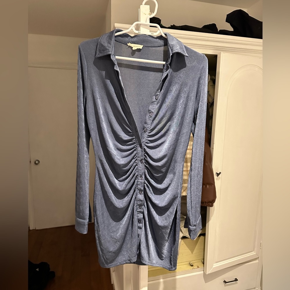 Long sleeve rushed dress